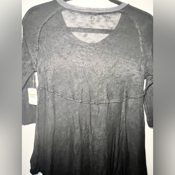 FREE PEOPLE INTIMATELY BLACK GRAY 3/4 SLEEVE WEEKEND LAYERING TOP Sz Small NWT - Picture 7 of 12
